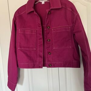 Old Navy NWOT Berry Pink Jean Jacket Cropped Denim
